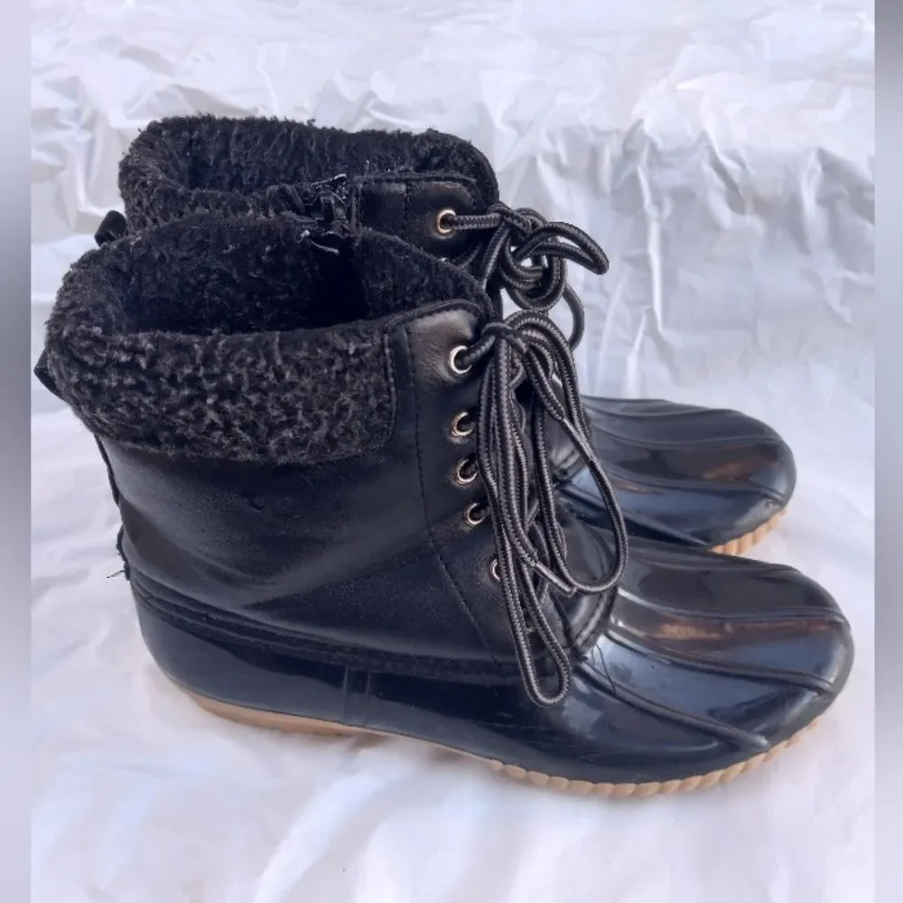 Nature Breeze Womens Winter Boots Mid Calf Water Proof Faux  Fur Black Size 8